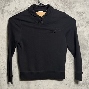 Billy Reid Sweater Mens Large Black Shawl Collar Button Funnel Neck Pullover